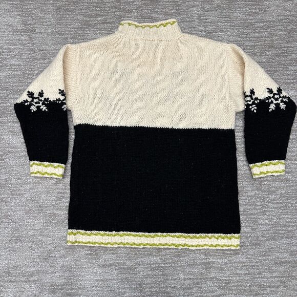 VTG Express Tricot Sweater Womens Medium Snowflake Pom Poms Chunky 90s Holiday - Picture 8 of 13